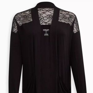 Lace Yoke Cardigan - Super Soft Black